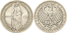 3 Reichsmark 1928 A Naumburg Jaeger 333 Fast Stempelglanz