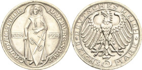 3 Reichsmark 1928 A Naumburg Jaeger 333 Fast prägefrisch