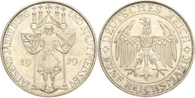 5 Reichsmark 1929 E Meißen Jaeger 339 Kl. Kratzer, vorzüglich-Stempelglanz