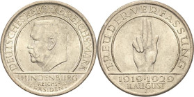 5 Reichsmark 1929 J Verfassung Jaeger 341 Vorzüglich-Stempelglanz