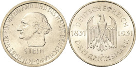 3 Reichsmark 1931 A Stein Jaeger 348 Kl. Kratzer, vorzüglich-Stempelglanz