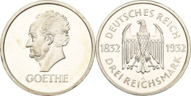 3 Reichsmark 1932 A Goethe Jaeger 350 Leicht berührt, Polierte Platte