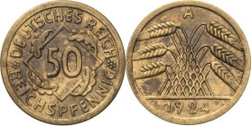 Kleinmünzen
 50 Reichspfennig 1924 A Jaeger 318 Selten. Avers kl. Kratzer, fast prägefrisch