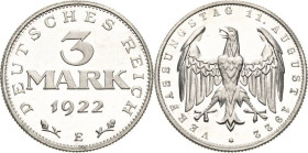 Kleinmünzen
 2 Reichsmark 1922 E Jaeger 320 Winz. Kratzer, Polierte Platte-