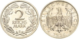 Kleinmünzen
 2 Reichsmark 1926 E Jaeger 320 Fast Stempelglanz