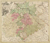Deutschland
 Altkolorierter Kupferstich 1750. Saxonia Superior. Postroutenkarte von Thüringen, Sachsen und Sachsen Anhalt nach August Vindel. 63 x 52...