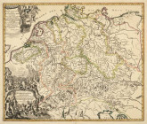 Deutschland
 Altkolorierter Kupferstich 18. Jhd. Hydrographia Germaniae. Gebietskarte mit Flussverläufen Gesamtdeutschlands nach Johann Baptist Homan...