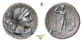 BRUTTIUM - i Brettii - Seconda Guerra Punica (282-209 a.C.) Dracma (216-214 a.C.) D/ Testa diademata ed alata della Nike R/ Divinità fluviale stante c...