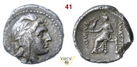 PAPHLAGONIA - Amastris (300-285 a.C.) Statere D/ Testa di Amastris (o Mithras ?) con berretto frigio laureato R/ Afrodite seduta in trono, regge una p...