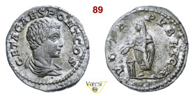 GETA, Cesare (198-209) Denario D/ Busto drappeggiato e corazzato R/ Geta, velato, con patera accanto ad un altare acceso Coh. 230 RIC 38 Ag g 3,21 mm ...