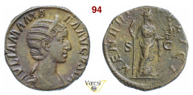 GIULIA MAMEA († 235, madre di Alessandro Severo) Sesterzio D/ Busto diademato e drappeggiato R/ Venere stante con scettro e Cupido RIC 694 Coh. 62 Ae ...
