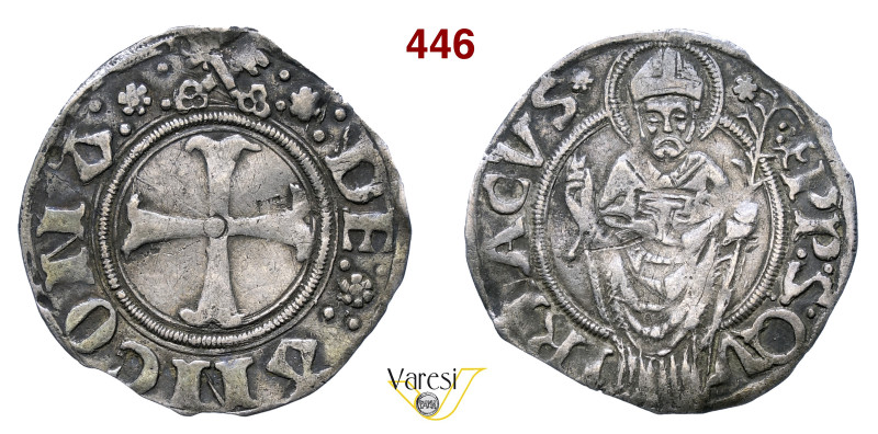 ANCONA ANONIME PONTIFICIE (1404-1471) Grosso Agontano D/ Croce patente R/ San Ci...