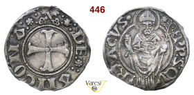ANCONA ANONIME PONTIFICIE (1404-1471) Grosso Agontano D/ Croce patente R/ San Ciriaco stante con pastorale, benedicente MIR 294 Munt. 1 CNI 1/6 Ag g 1...