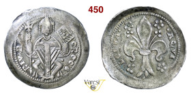AQUILEIA GREGORIO DI MONTELONGO (1251-1269) Denaro D/ Il Patriarca in trono, con croce e vangelo R/ Grande giglio MIR 16 Bernardi 19 Ag g 0,92 mm 20 B...