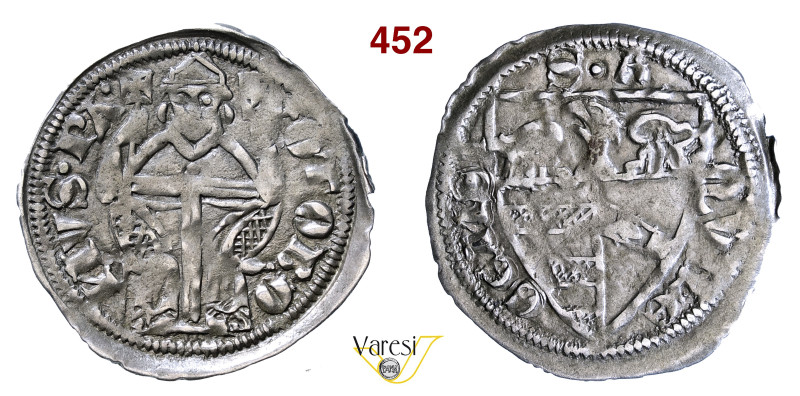 AQUILEIA OTTOBONO DEI ROBARI (1302-1315) Denaro D/ Il Patriarca seduto con croce...