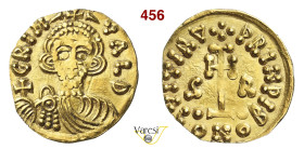 BENEVENTO GRIMOALDO III, Principe (788-806) Tremisse, a nome solo di Grimoaldo (792-806) D/ Busto frontale con globo crucigero R/ Croce potenziata fra...