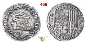 CASALE GUGLIELMO II PALEOLOGO (1494-1518) Testone s.d. D/ Busto corazzato con berretto R/ Stemma inquartato MIR 185 Ag g 9,42 mm 29 • Esemplare di mod...
