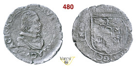 CORREGGIO SIRO D'AUSTRIA, Principe (1605-1630) 6 Soldi s.d. D/ Busto corazzato di Siro R/ Stemma coronato MIR 201 (da 3 Soldi ?) CNI 138/145 Mi g 1,48...