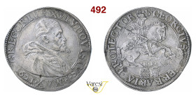 FERRARA GREGORIO XV (1621-1623) Scudo 1621 D/ Busto del Pontefice R/ San Giorgio a cavallo trafigge il drago MIR 1643/1 Munt. 38 Ag g 31,85 mm 44 RR •...