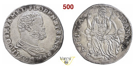 FIRENZE COSIMO I DE' MEDICI (1536-1574) Testone s.d. D/ Busto corazzato R/ San Giovanni predicante, con lunga croce, seduto MIR 149 CNI 166 Ag g 9,12 ...