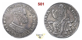 FIRENZE COSIMO I DE' MEDICI (1536-1574) Testone 1565 D/ Busto corazzato R/ San Giovanni predicante, con lunga croce, seduto MIR 150/1 CNI 166 Ag g 9,1...