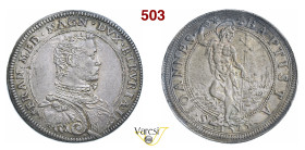 FIRENZE FRANCESCO I DE' MEDICI (1574-1587) Piastra 1575 D/ Busto corazzato R/ San Giovanni Battista con lunga croce MIR 166/2 CNI 18 Di Giulio 10Aa Ag...