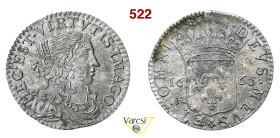 FOSDINOVO MARIA MADDALENA CENTURIONI MALASPINA (1663-1669) Luigino 1666 D/ Busto femminile R/ Stemma coronato MIR 43 C.L. 066a Ag g 1,90 mm 20 R q.SPL