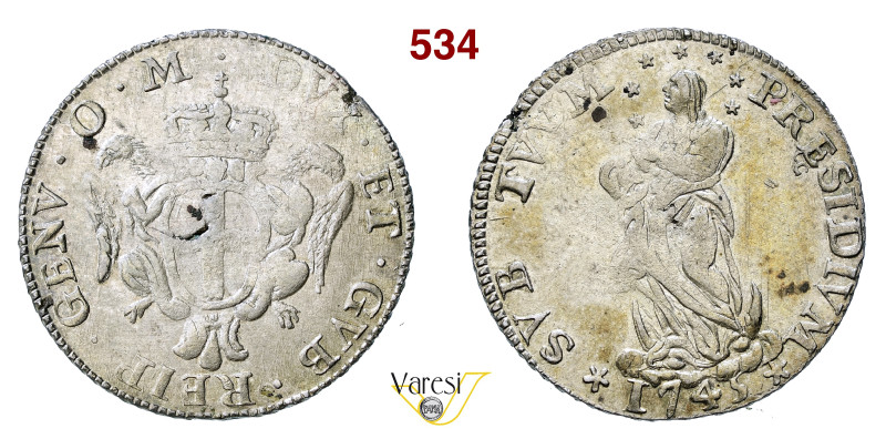 GENOVA DOGI BIENNALI, III fase (1637-1797) Lira 1745, sigle OM MIR 323/1 CNI 1/3...