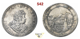 LIVORNO COSIMO III DE' MEDICI (1670-1720) Tollero 1670 D/ Busto corazzato e coronato; sul tronco del braccio MAM (Marco Antonio Merlini) R/ Veduta del...