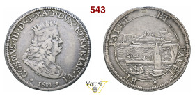 LIVORNO COSIMO III DE' MEDICI (1670-1720) Tollero 1681 con ritratto anziano e pingue, D/ Busto corazzato e coronato R/ Veduta del porto di Livorno MIR...