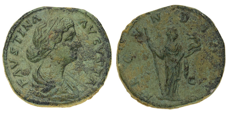 Faustina Junior, wife of Marcus Aurelius (died 176 AD) - Sestertius 161-164 AD -...