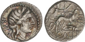 Roman Coins
Republic
Denario. 92 a.C. AELIA. C. Allius Bala. Anv.: Cabeza diademada de Diana a derecha, delante letra R, detrás BALA. Rev.: Diana co...