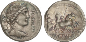 Roman Coins
Republic
Denario. 75 a.C. FARSULEIA. L. Farsuleius Mensor. Anv.: Busto diademado de la libertad a derecha, detrás gorro frigio, delante:...