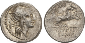 Roman Coins
Republic
Denario. 91 a.C. JUNIA. D. Junius Silanus L.f. Anv.: Cabeza de Roma a derecha, detrás letra K. Rev.: Victoria en biga a derecha...