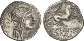 Roman Coins
Republic
Denario. 91 a.C. JUNIA. D. Junius Silanus L. f. Anv.: Cabeza de Roma a derecha, detrás letra G. Rev.: Victoria en biga a derech...