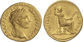 Roman Coins
Empire
Áureo. 14-17 d.C. TIBERIO. LUGDUNUM. Anv.: TI. CAESAR DIVI AVG. F. AVGVSTVS. Cabeza laureada de Tiberio a derecha. Rev.: PONTIF. ...