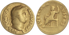 Roman Coins
Empire
Áureo. 65-68 a.C. NERÓN. Anv.: NERO CAESAR AVGVSTVS. Cabeza laureada de Nerón a derecha. Rev.: IVPPITER CVSTOS. Júpiter sentado a...