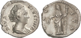 Roman Coins
Empire
Denario. 141 d.C. FAUSTINA MADRE. Anv.: DIVA FAVSTINA. Busto a derecha. Rev.: AVGVSTA. Ceres en pie a izquierda con velo, portand...