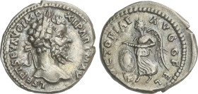 Roman Coins
Empire
Denario. 198-200 d.C. SEPTIMIO SEVERO. Anv.: L. SEPT. SEV. AVG. IMP. XI. PART. MAX. Busto laureado a derecha. Rev.: VICTORIAE AVG...