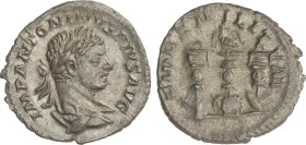 Roman Coins
Empire
Denario. 220-222 d.C. HELIOGÁBALO. Anv.: IMP. ANTONINVS PIVS AVG. Busto laureado a derecha. Rev.: FIDES MILITVM. Águila legionari...