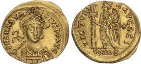 Byzantine Coins
Sólido. (491-518 d.C). ANASTASIO I. CONSTANTINOPLA. Anv.: ANASTASIVS PP. AVG. Busto de frente con coraza, casco, lanza y escudo. Rev....