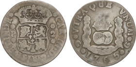 Spanish Monarchy
Charles III
2 Reales. 1765. GUATEMALA. P. 6,05 grs. Columnario. Pátina. RARA. AC-551. BC+.