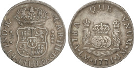 Spanish Monarchy
Charles III
2 Reales. 1771. LIMA. J.M. 6,54 grs. Columnario. Coronas real e imperial sobre las columnas. Pátina. ESCASA. AC-581. MB...