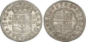 Spanish Monarchy
Charles III
2 Reales. 1760. MADRID. J.P. 5,88 grs. AC-608. MBC+.