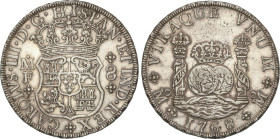 Spanish Monarchy
Charles III
8 Reales. 1768. MÉXICO. M.F. 26,93 grs. Columnario. Bonito tono algo irisado. AC-1094. EBC-.