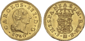 Spanish Monarchy
Charles III
1/2 Escudo. 1760. MADRID. J.P. 1,75 grs. Corona lisa. Brillo original. AC-1242. EBC-.