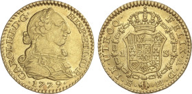 Spanish Monarchy
Charles III
1 Escudo. 1779. MADRID. P.J. 3,38 grs. Restos de brillo original. AC-1358. EBC-/EBC.