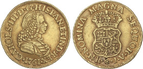 Spanish Monarchy
Charles III
2 Escudos. 1761. NUEVO REINO. J.V. 6,7 grs. Busto de Fernando VI. AC-1671. MBC+.