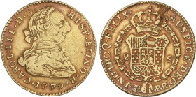 Spanish Monarchy
Charles III
2 Escudos. 1779. POTOSÍ. P.R. 6,65 grs. (Hoja en reverso). Pátina. MUY RARA. AC-1655. MBC-.