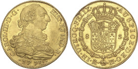 Spanish Monarchy
Charles III
8 Escudos. 1774. MADRID. P.J. 27,04 grs. Sin punto entre los ensayadores. Leyenda del anverso levemente repintada. Muy ...